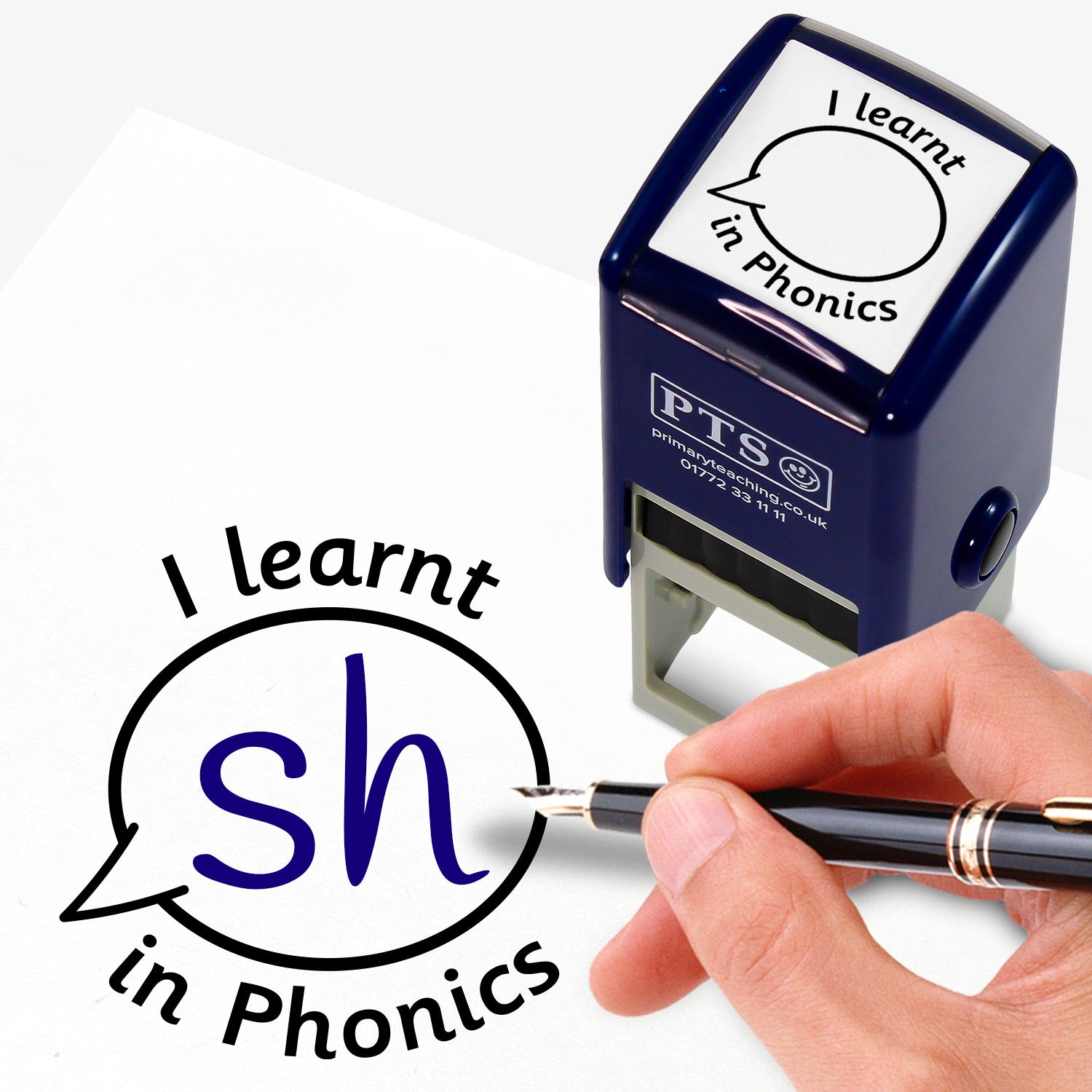 A stamper that stamper I learnt obove a speech bubble and in phonics below you pen the phonics they are learning in the speech bubble. 