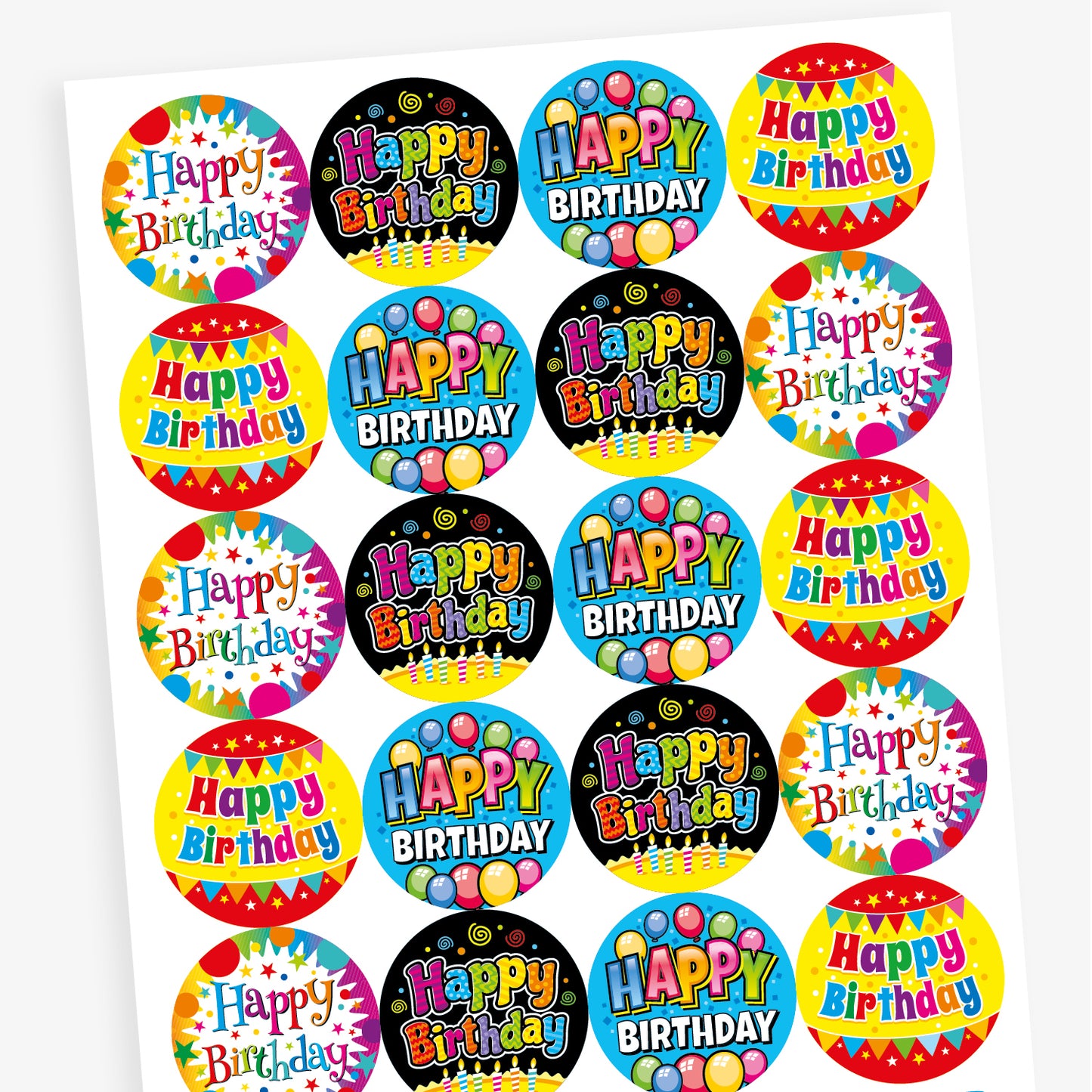 Happy Birthday Stickers - 32mm