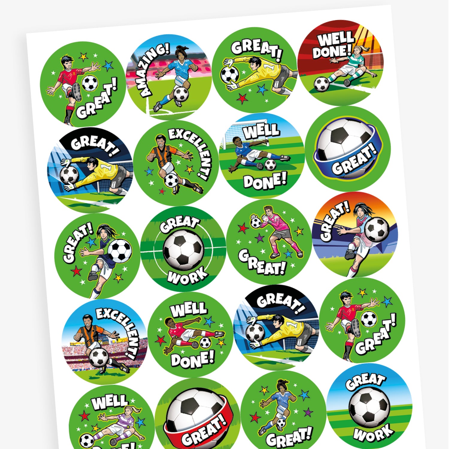 Football Reward Stickers | 20 Stickers | 32mm Diameter