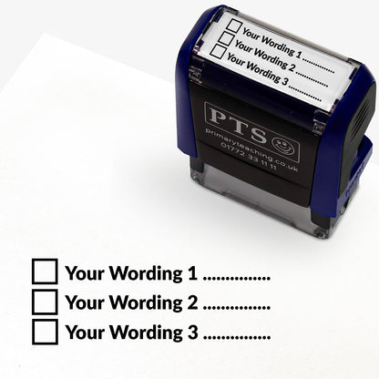 Personalised 3 Tick Box Stamper - 38 x 14mm