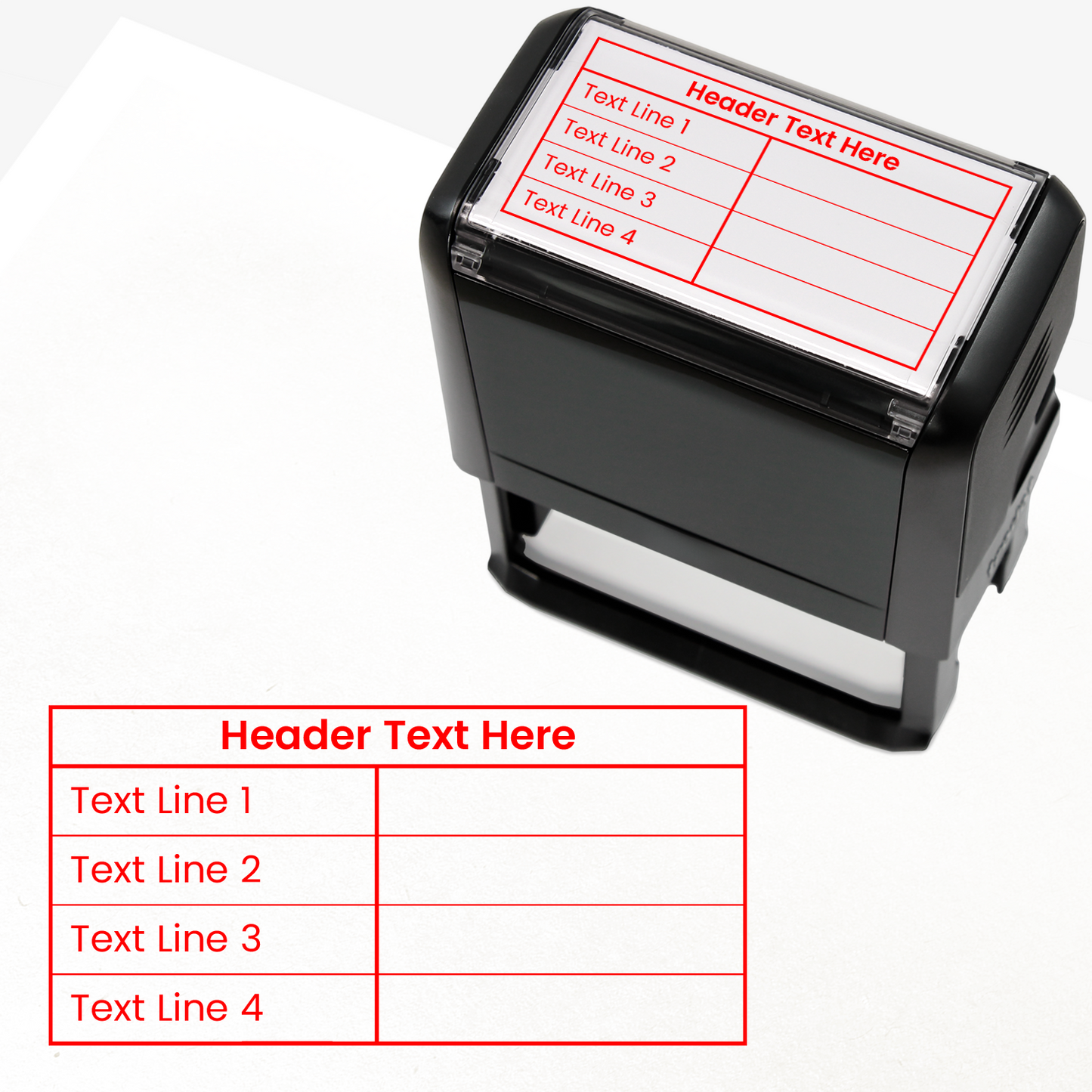 Personalised 4 Line Table Stamper - 75 x 38mm
