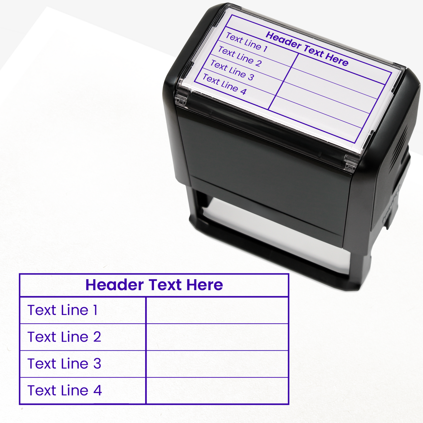 Personalised 4 Line Table Stamper - 75 x 38mm
