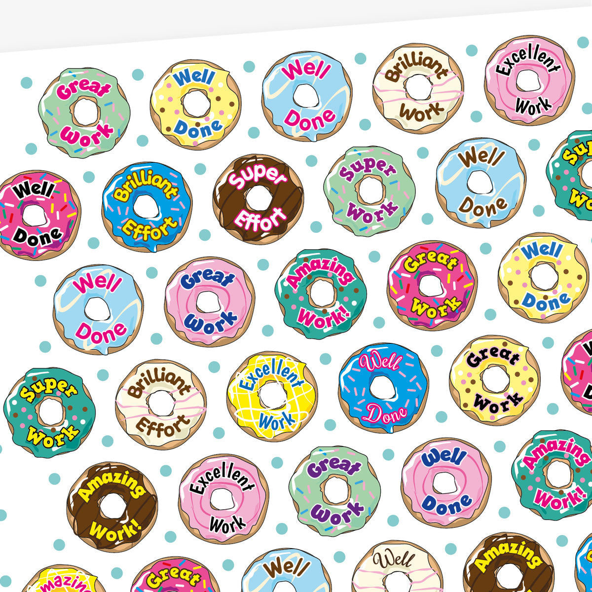 Sticker Doughnut Count Vanilla Scented Doughnut Stickers | 45 Stickers | 32mm