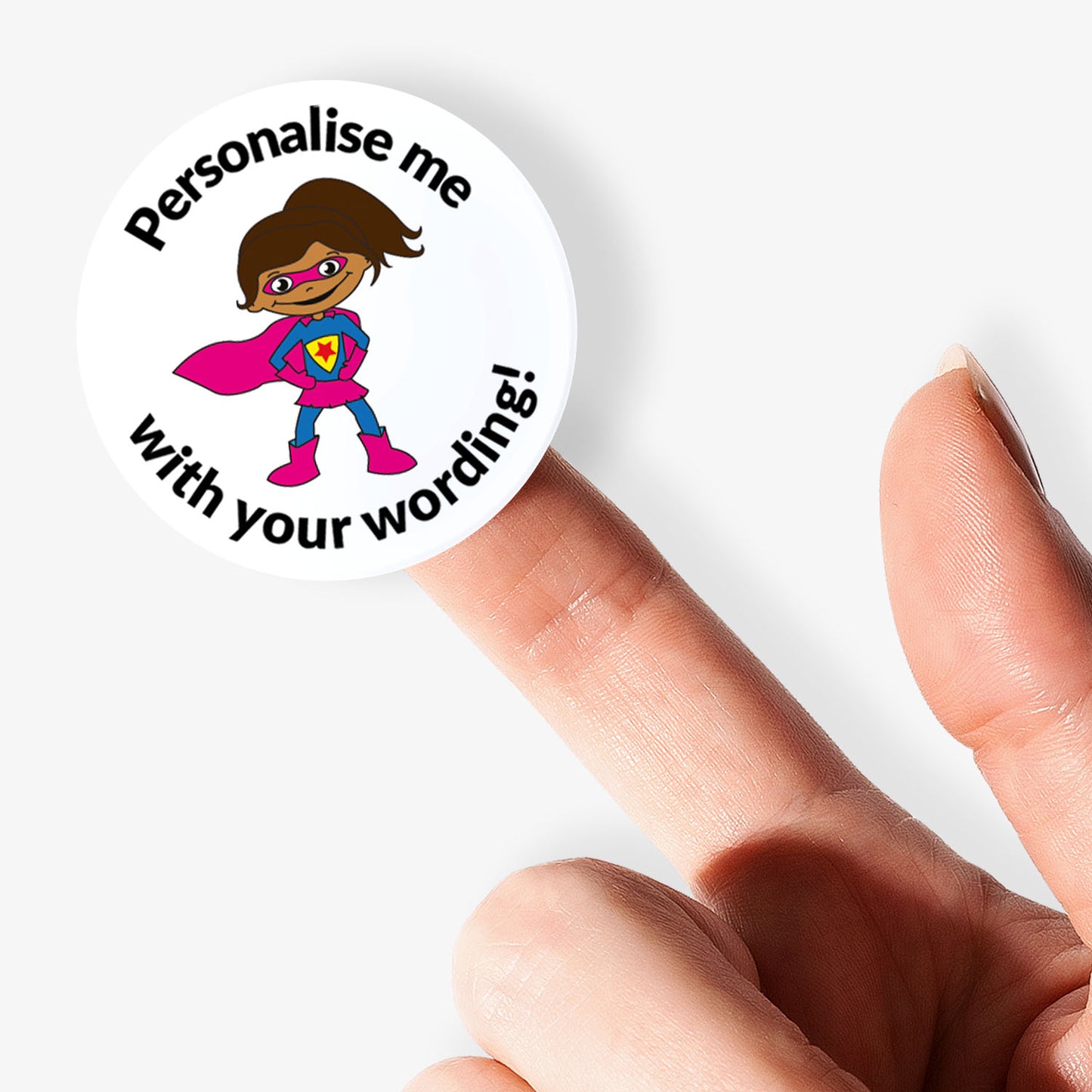 35 Personalised Sherbet Scented Super Hero Stickers - 37mm