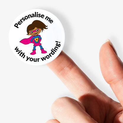 35 Personalised Sherbet Scented Super Hero Stickers - 37mm