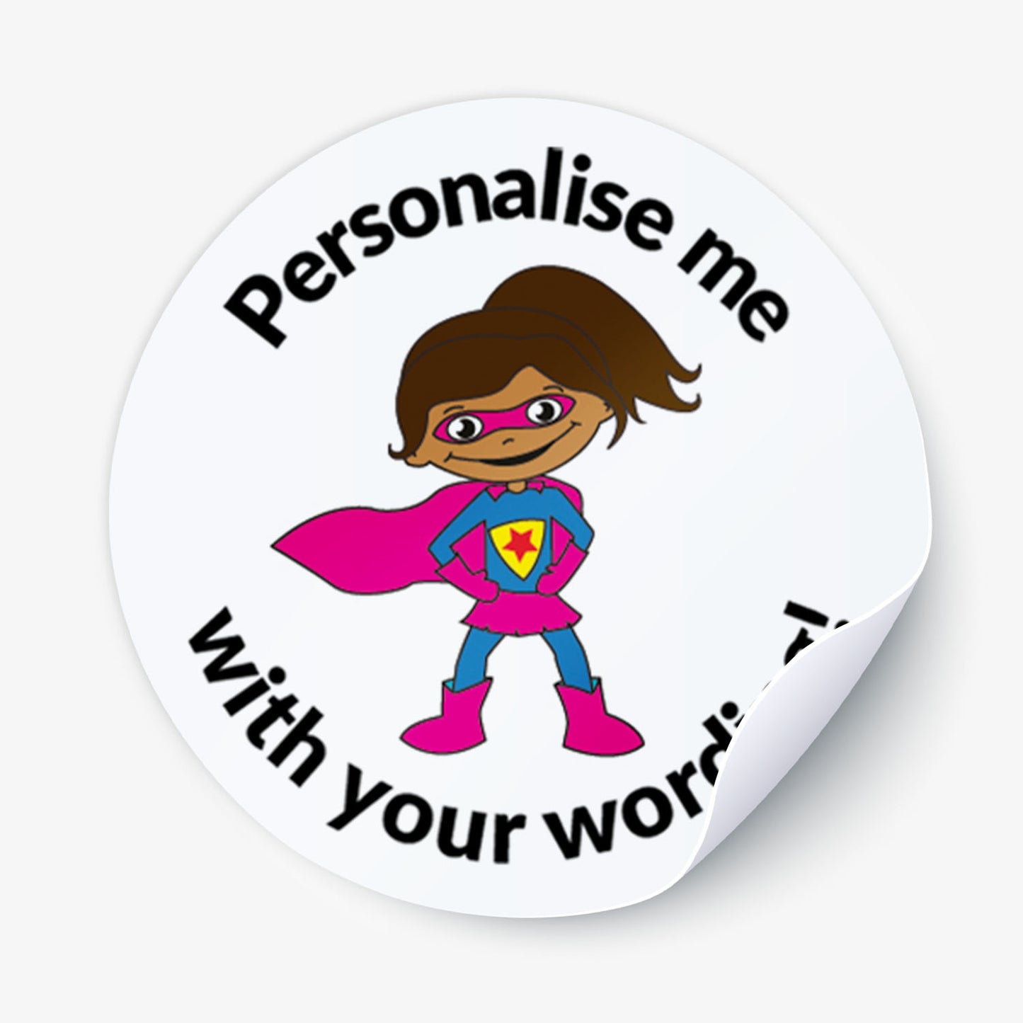 35 Personalised Sherbet Scented Super Hero Stickers - 37mm