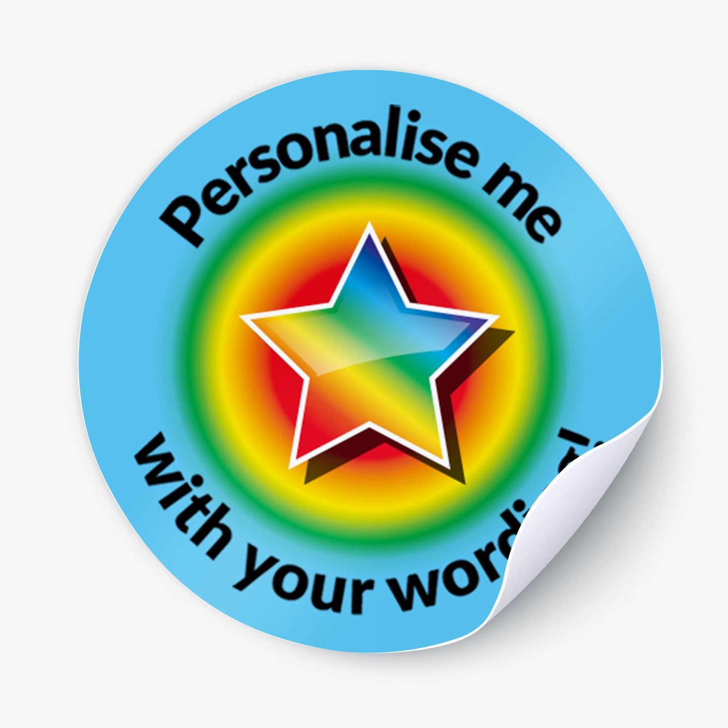 35 Personalised Sherbet Scented Rainbow Star Stickers - 37mm
