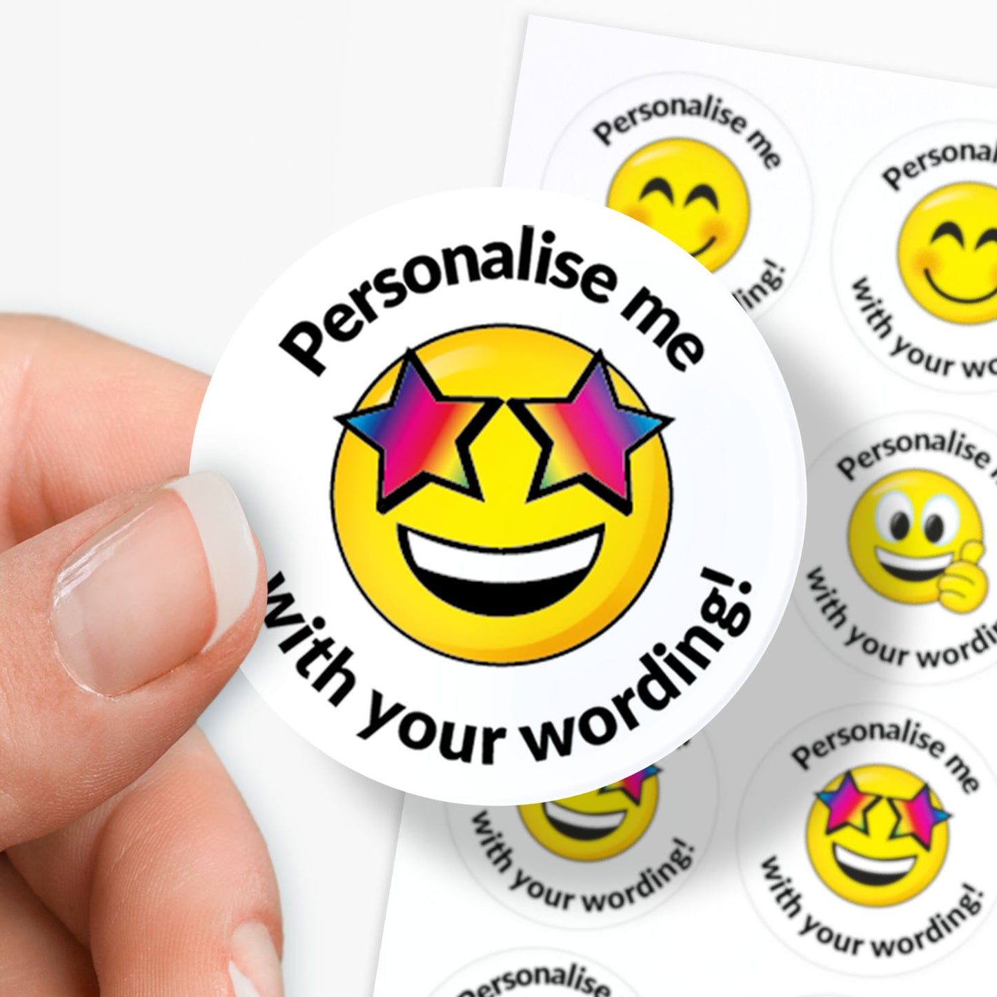 35 Personalised Bubblegum Scented Emoji Stickers - 37mm