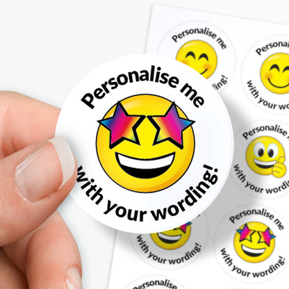 35 Personalised Bubblegum Scented Emoji Stickers - 37mm