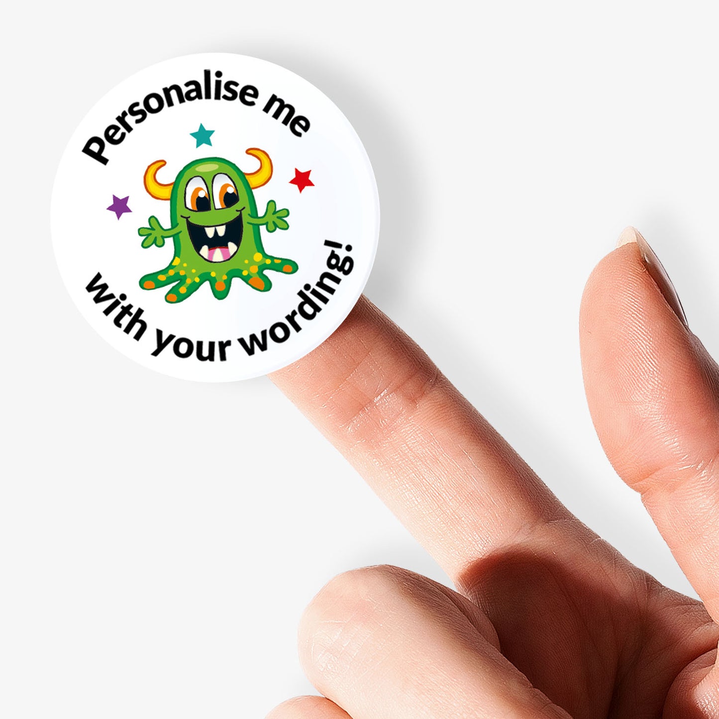 35 Personalised Bubblegum Scented Monster Stickers - 37mm