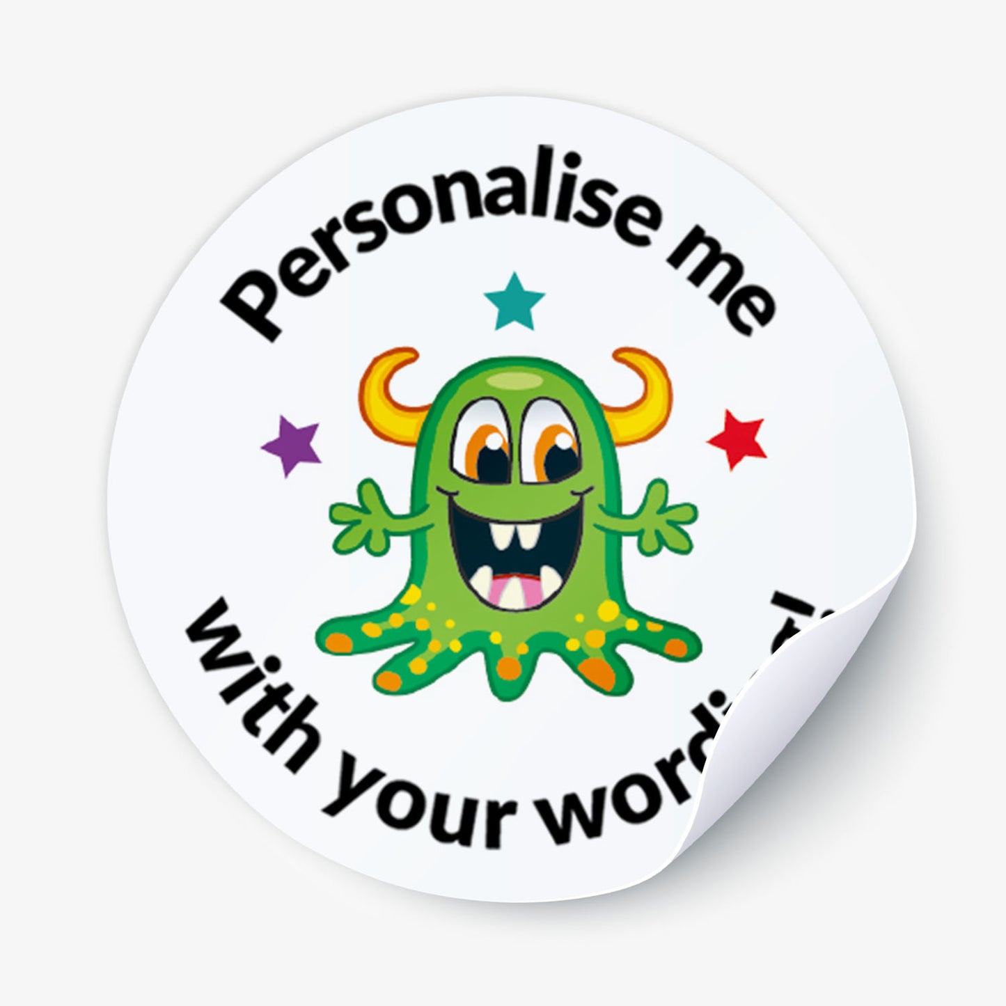 35 Personalised Bubblegum Scented Monster Stickers - 37mm