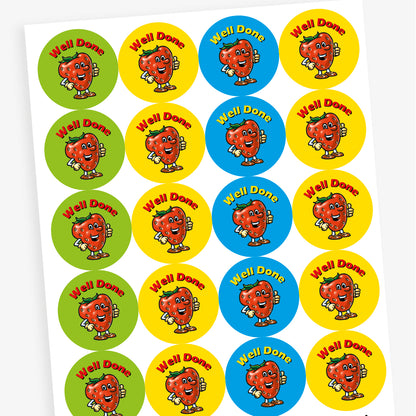 Strawberry Scented Well Done Stickers - 32mm