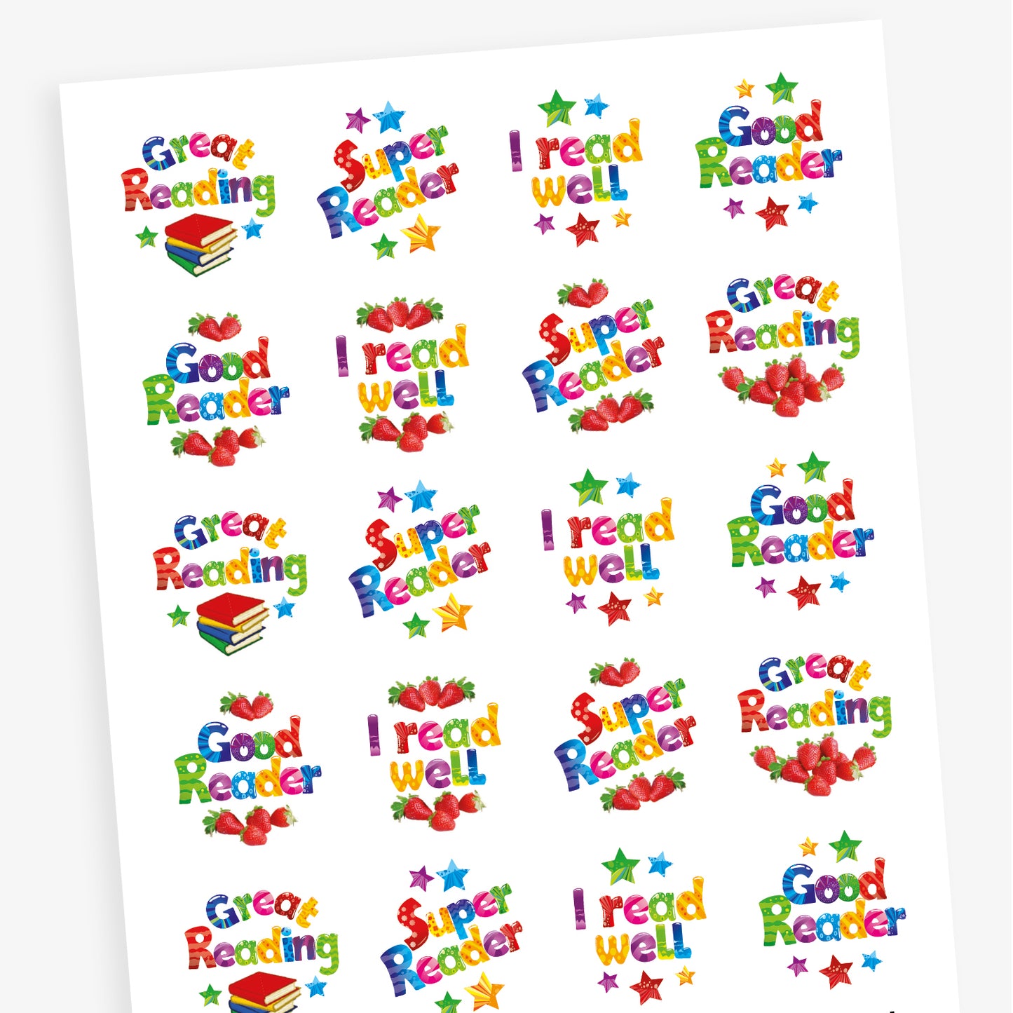 Good Reader Stickers | Strawberry Scented | 32mm Diameter