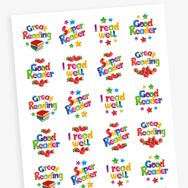 Good Reader Stickers | Strawberry Scented | 32mm Diameter