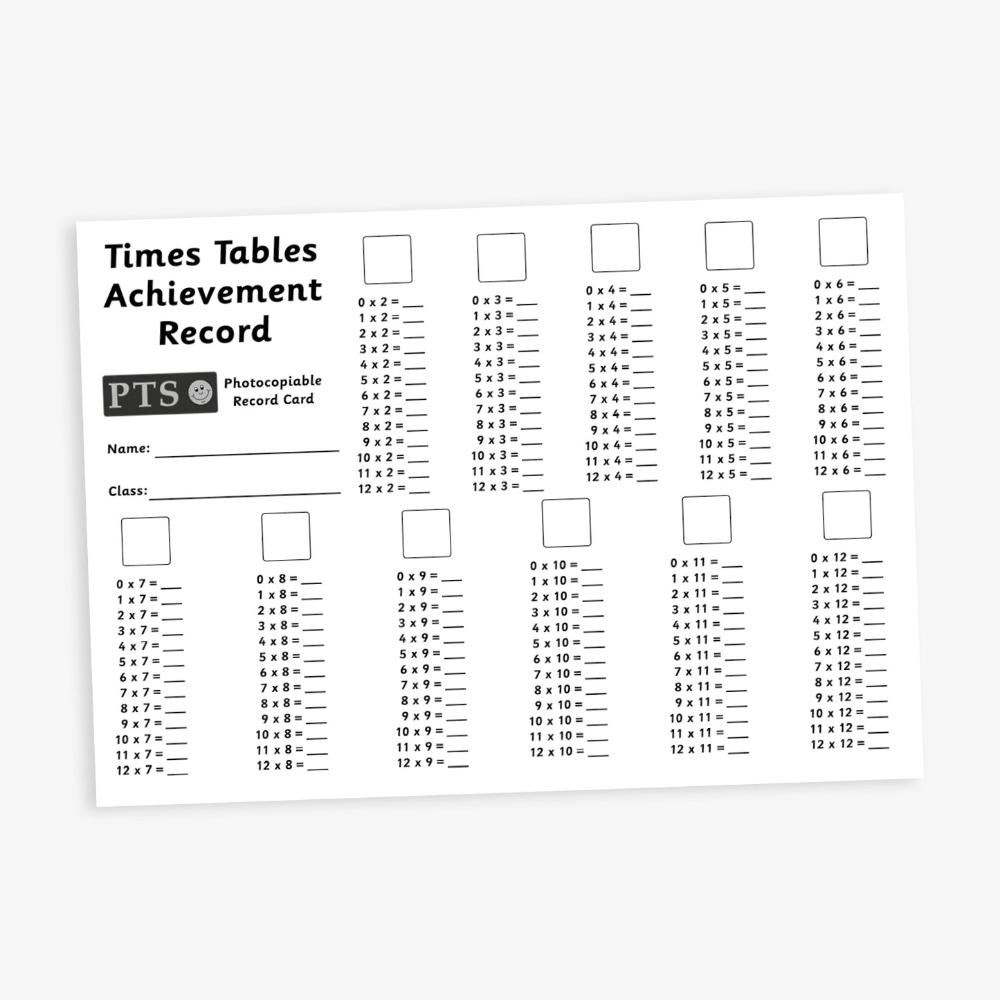 140 Times Tables Stickers - 16mm