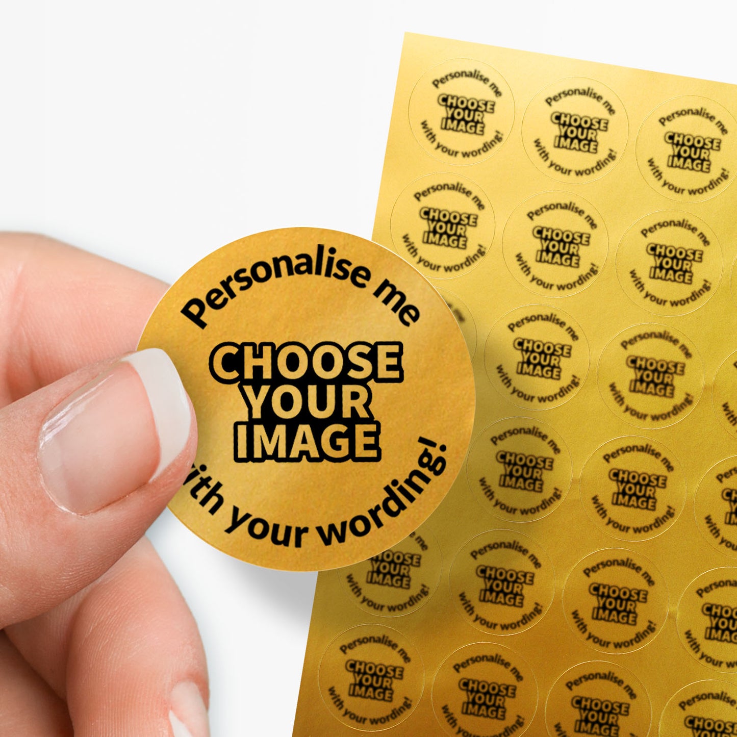 70 Design Your Own Metallic Gold Stickers - 25mm