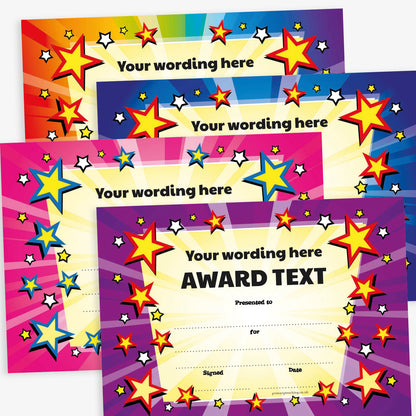 20 Design Your Own Star Burst Certificates - A5