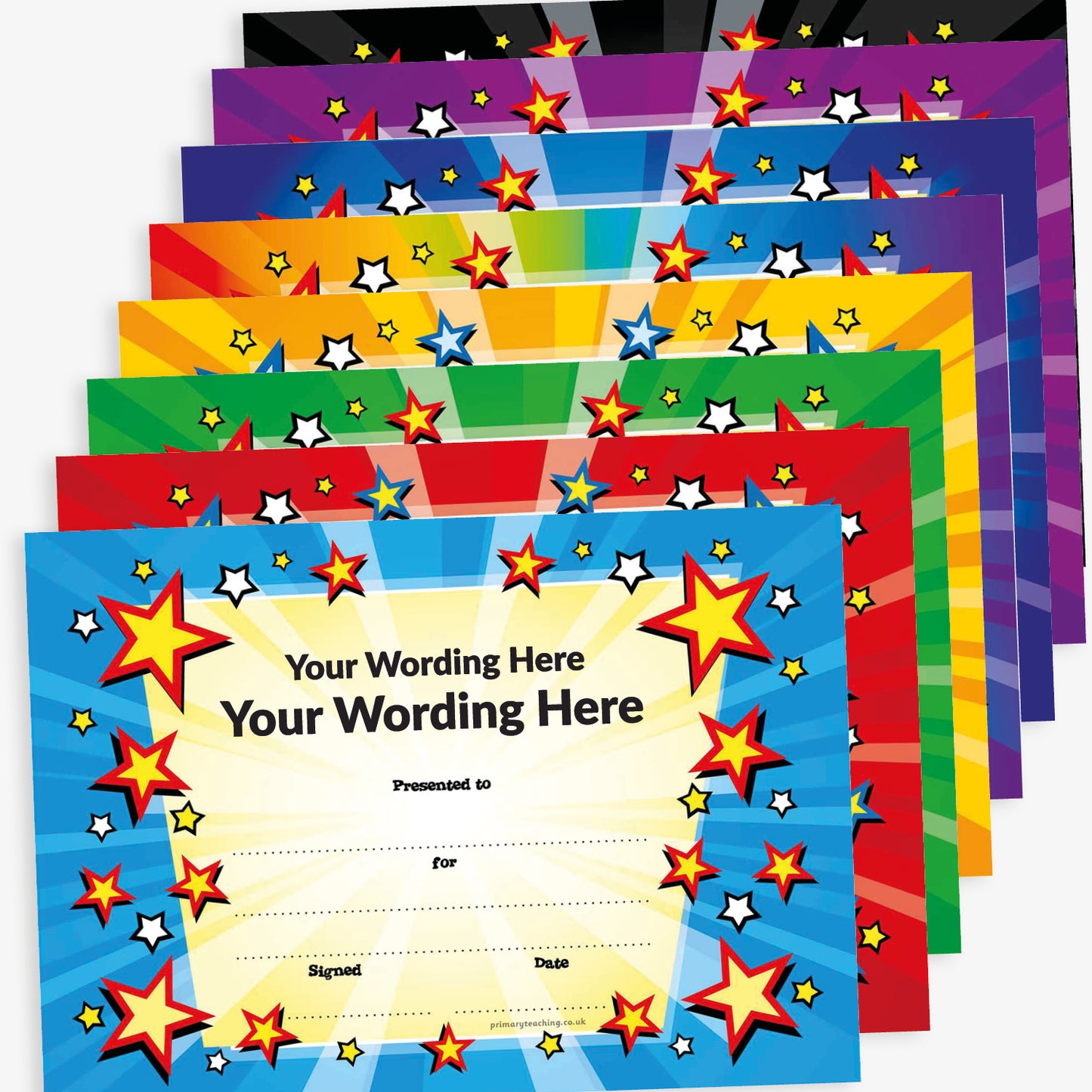 20 Design Your Own Star Burst Certificates - A5