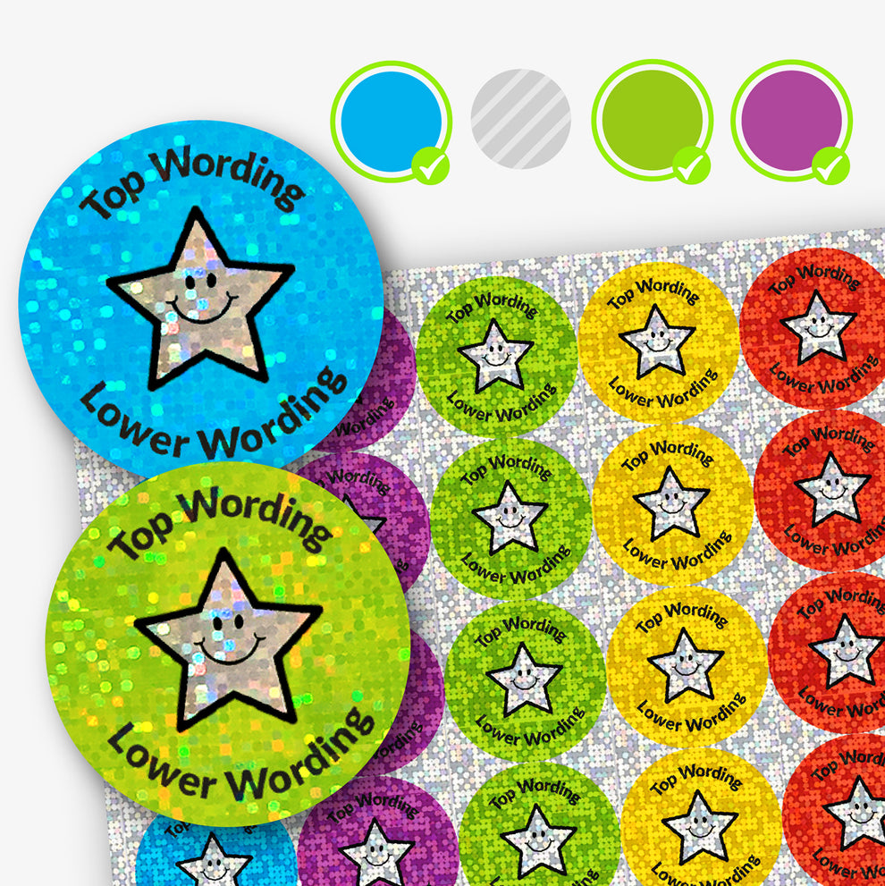 Owns Sticker Design Your Own Sparkly Stickers | Colour Mix | x 35 | 37mm