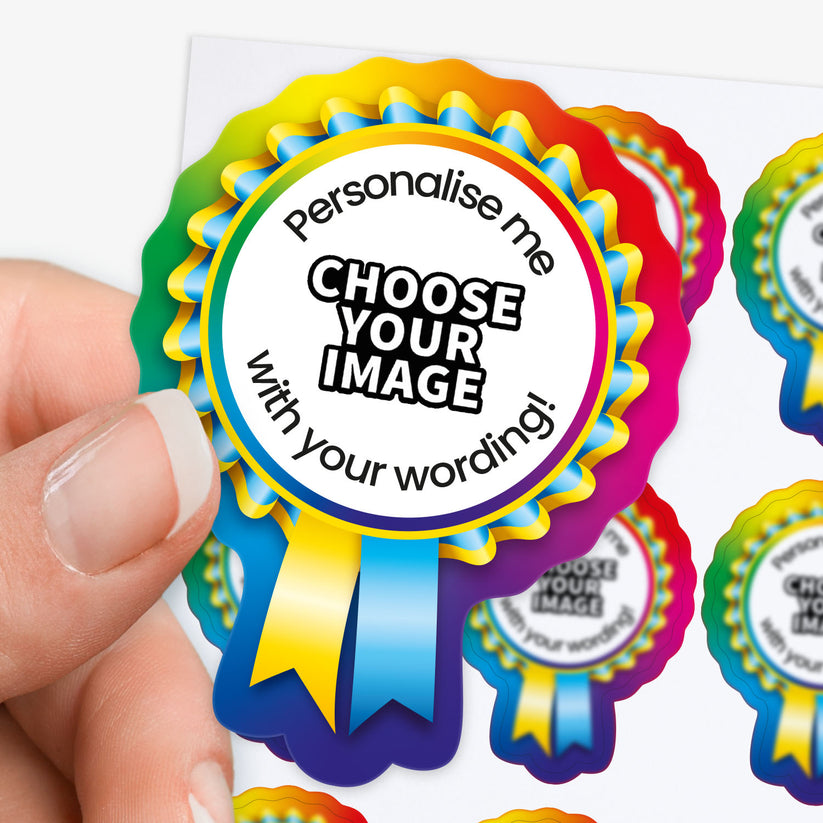 Personalised Rosette Stickers | Design Your Own | 44 x 58mm