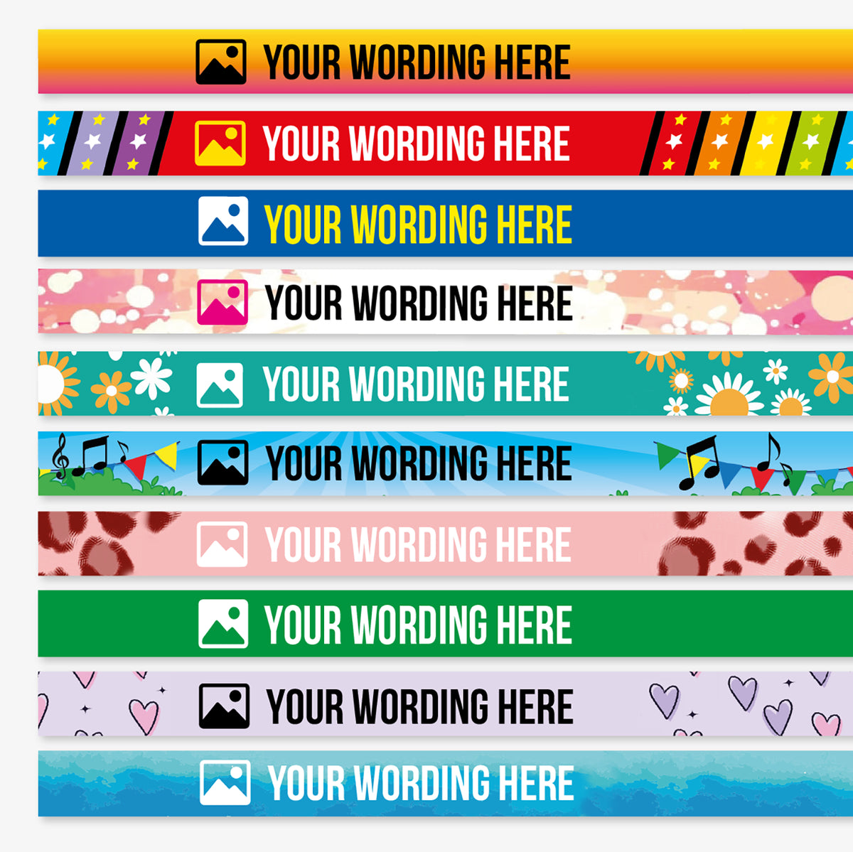 Hand Band Design Create Your Own Wristbands | Personalised | 15mm x 250mm