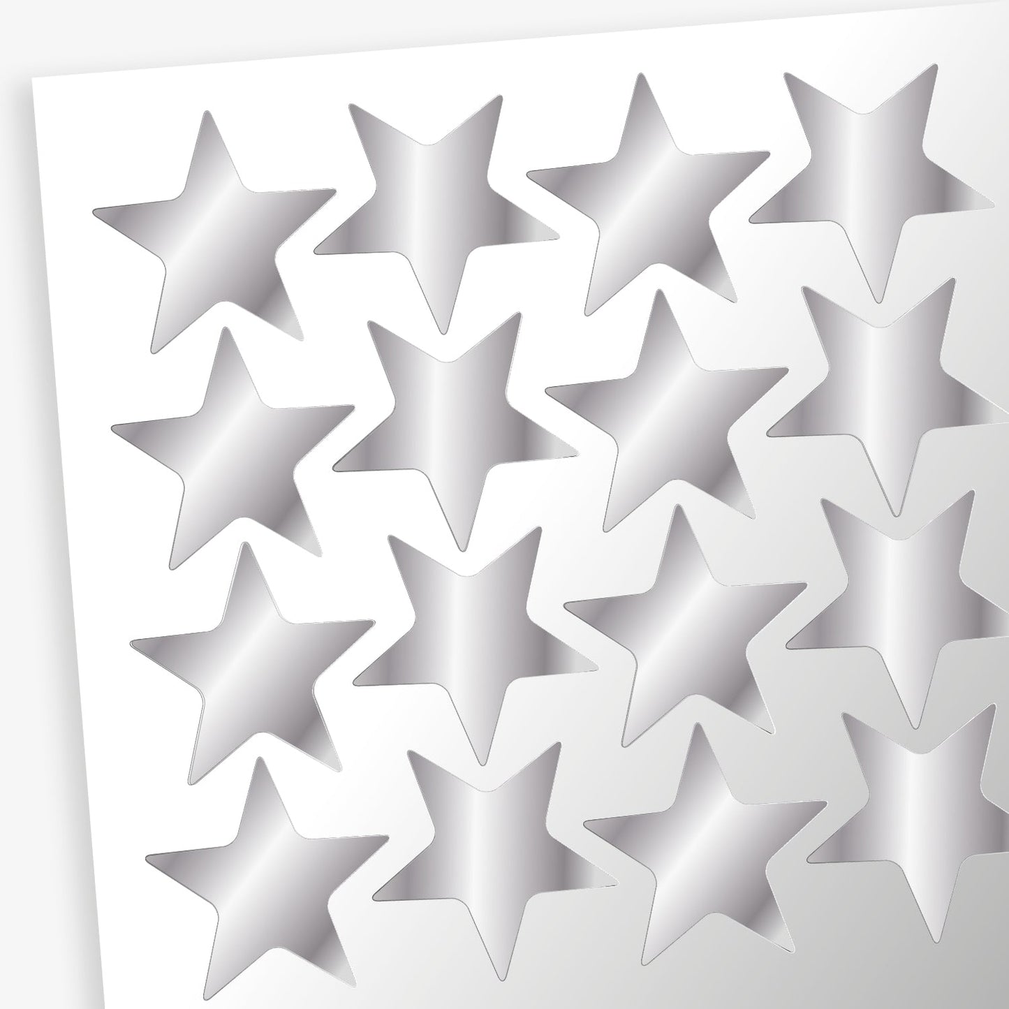 140 Metallic Star Stickers  - Silver - 20mm