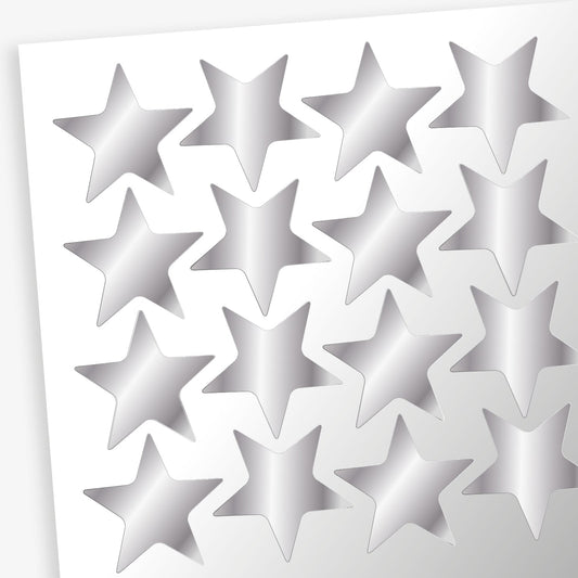 140 Metallic Star Stickers  - Silver - 20mm