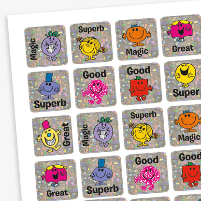 140 Holographic Mr Men and Little Miss Stickers - 16mm