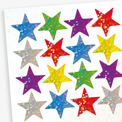 140 Holographic Coloured Star Stickers - 20mm