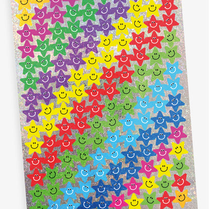Holographic Smiley Star Stickers - 20mm