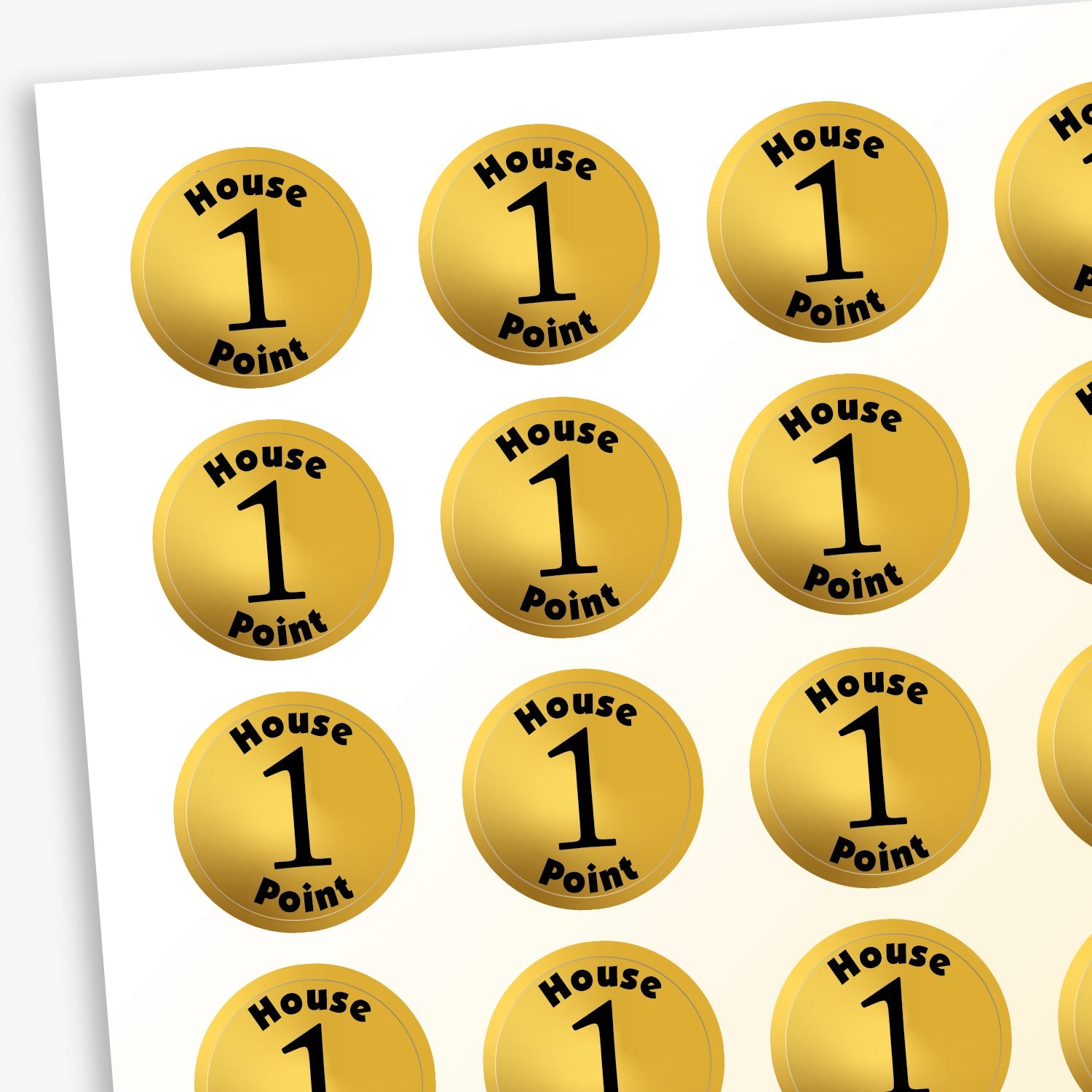 Metallic '1 House Point' Stickers | Gold | x 140 | 16mm