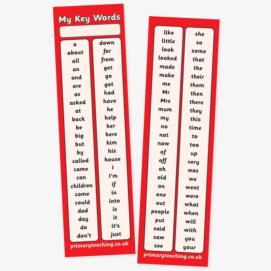 30 Key Words Bookmarks