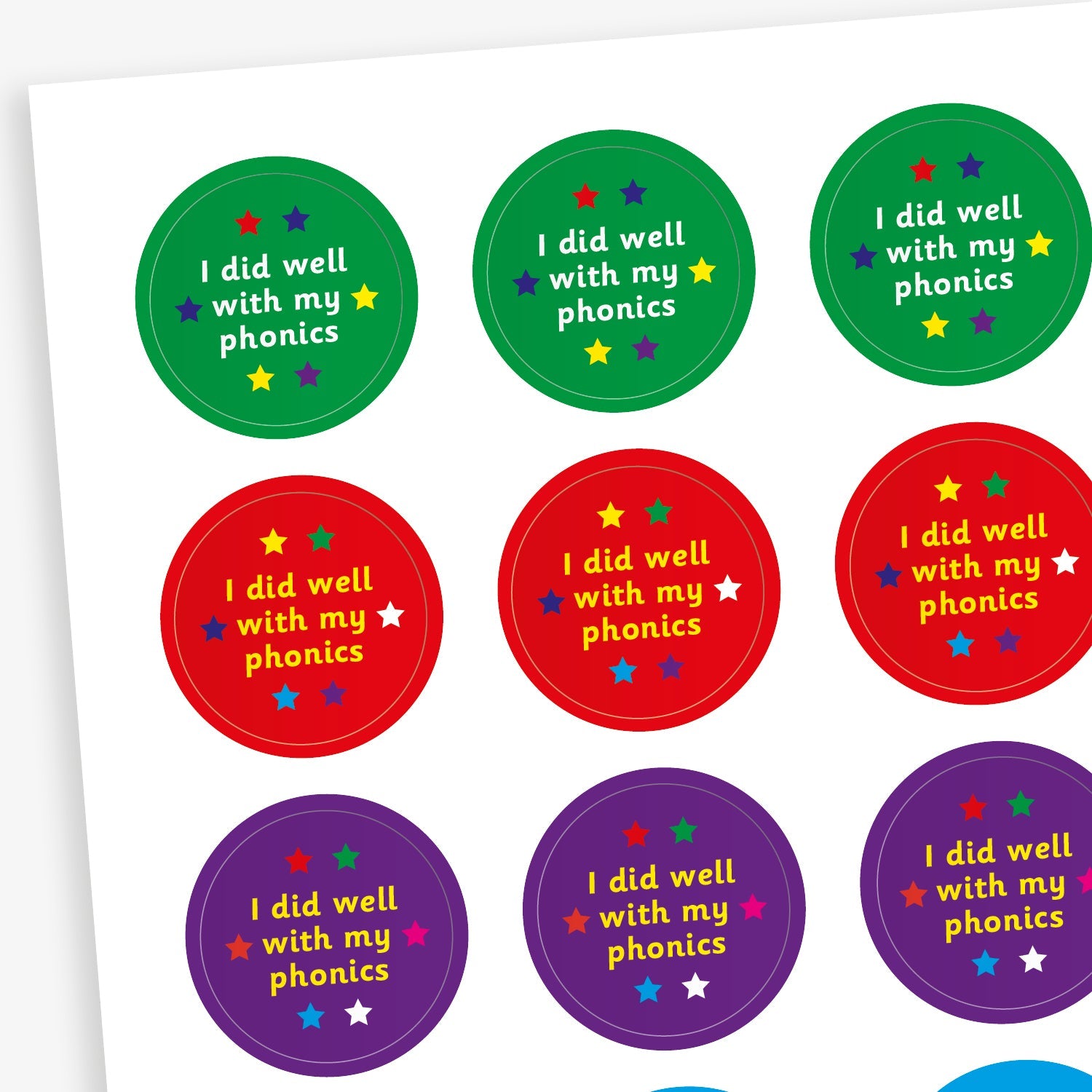 I Did Well With My Phonics Stickers | 35 Stickers | 20mm