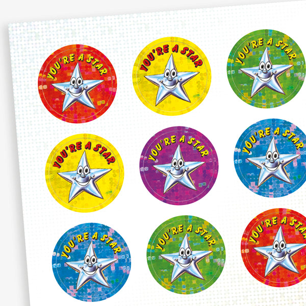 Holographic You're a Star Stickers | 20mm | Sparkly Rewards