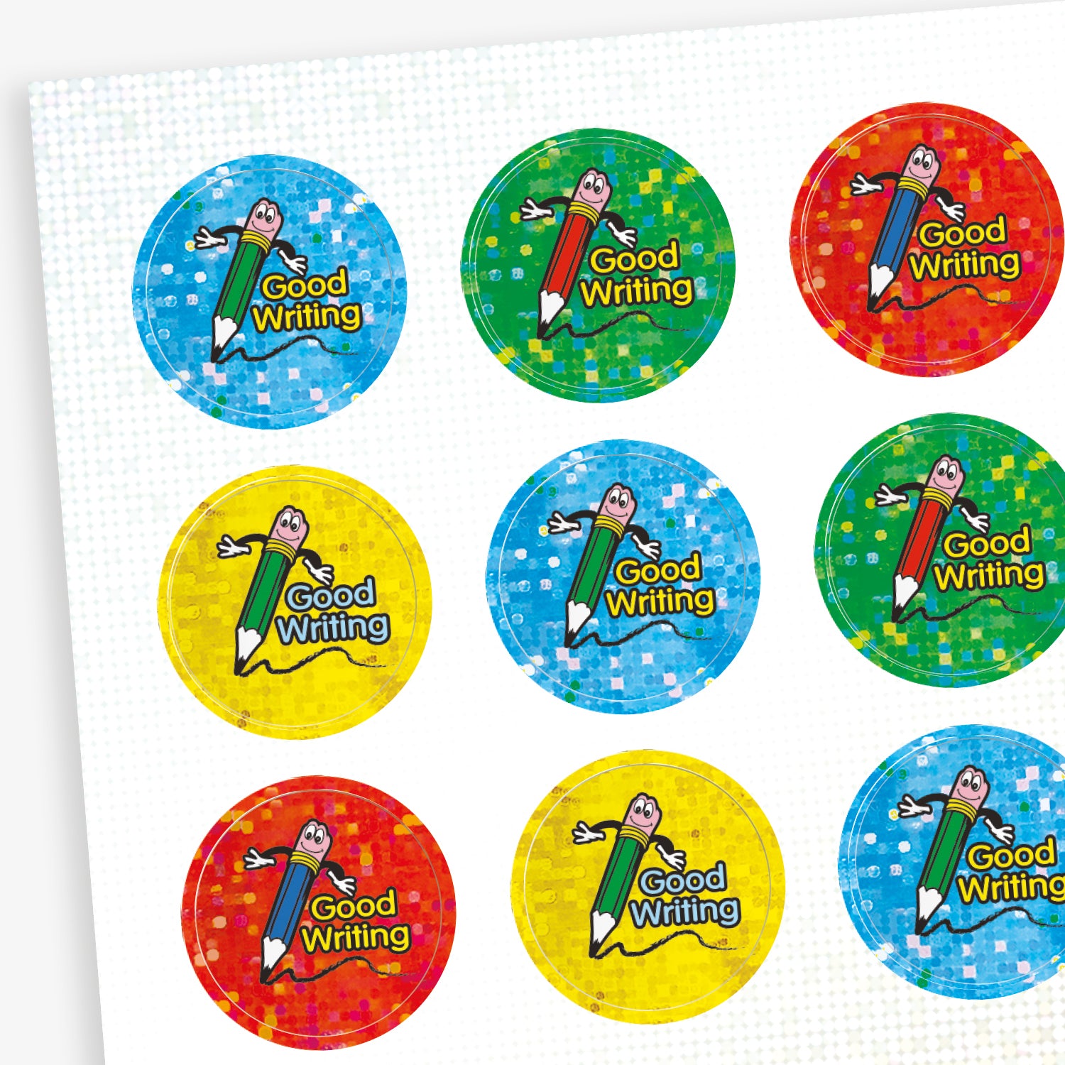 Holographic Good Writing Stickers | 20mm | Pick a Pack Size