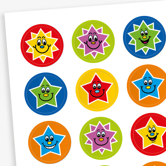 Smiley Star Stickers - 20mm