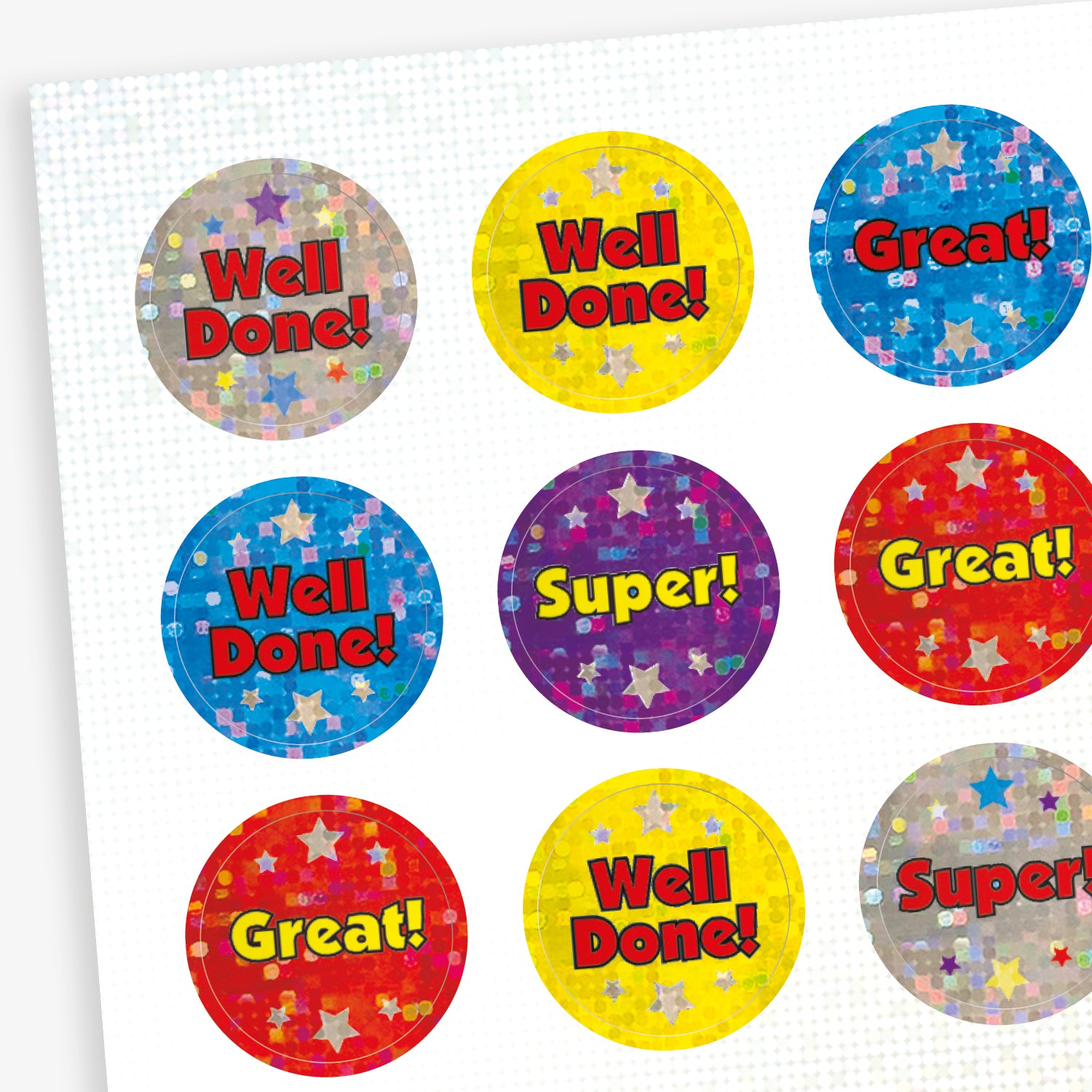Holographic Wording Stickers | 20mm | Choose Your Pack Size
