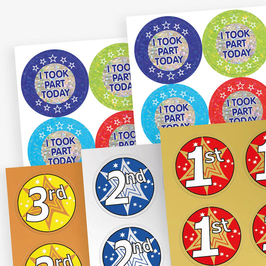 560 Metallic Sports Day Stickers - 37mm