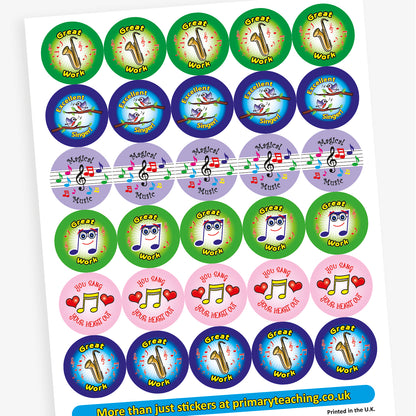 30 Music Stickers - 25mm