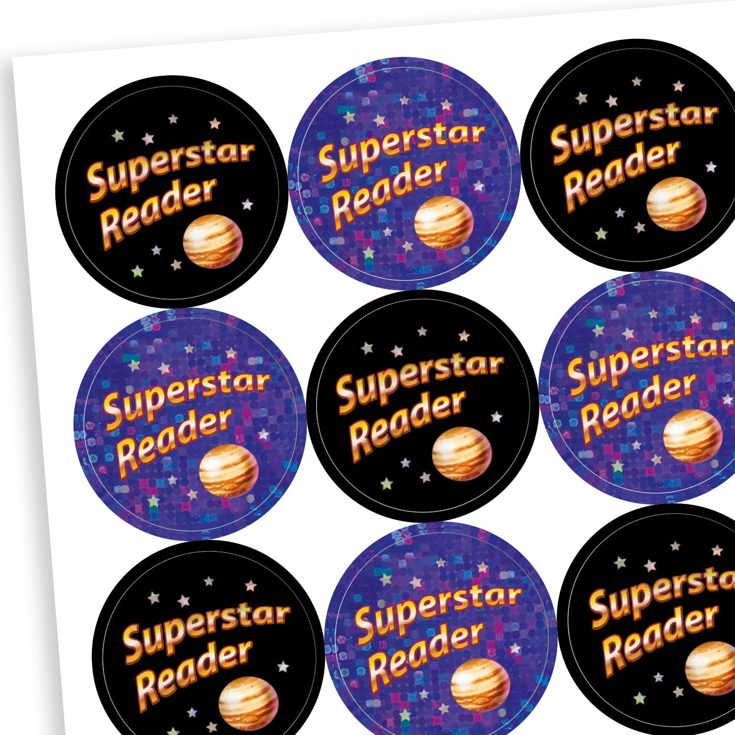 Superstar Reader Stickers | Holographic | 25mm | x 30