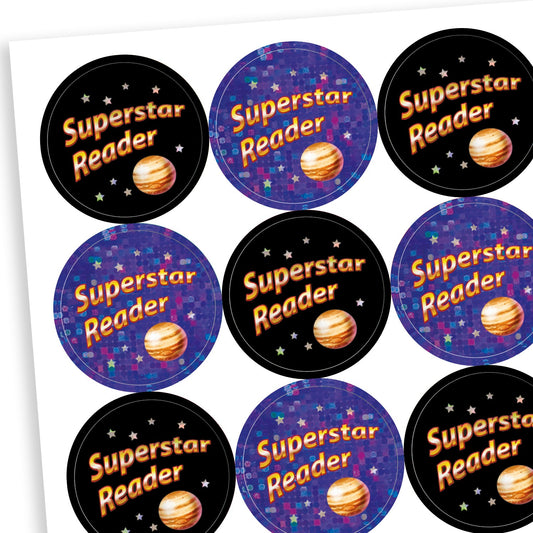 30 Holographic Superstar Reader Stickers - 25mm