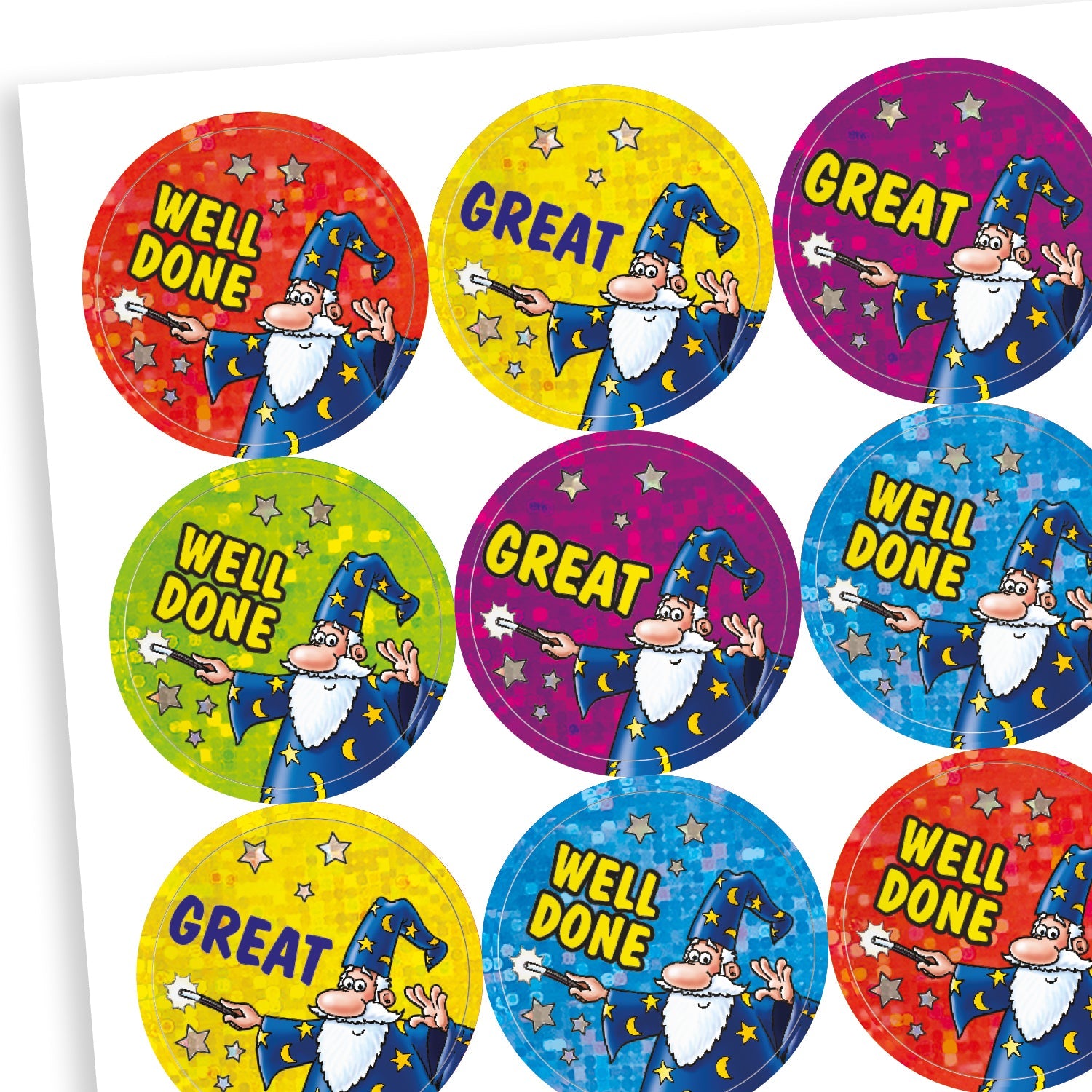 Holographic Wizard Stickers | 30 Stickers | 25mm | Reward