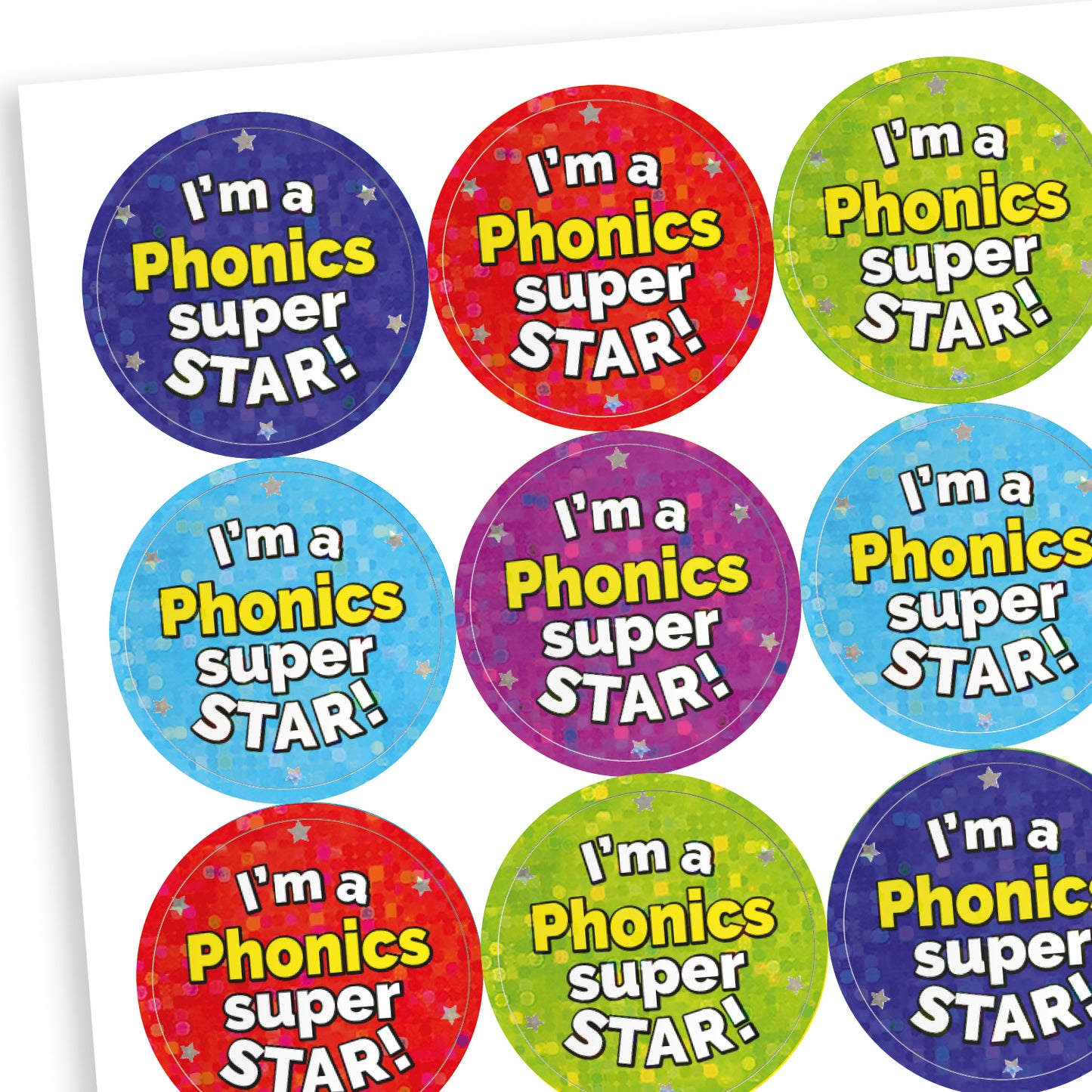 Holographic Phonics Super Star Stickers - 25mm