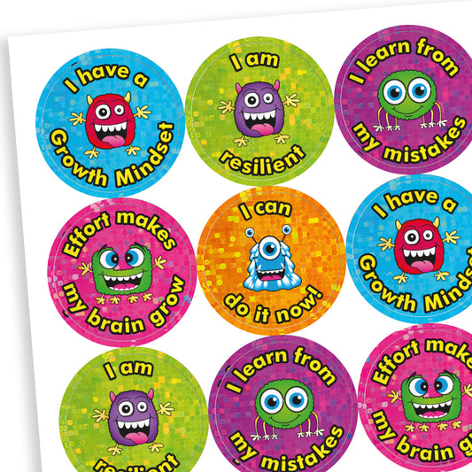 Holographic Growth Mindset Stickers - 25mm