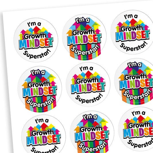 30 Growth Mindset Superstar Stickers - 25mm
