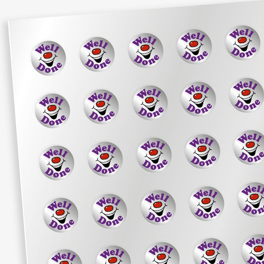 196 Metallic Well Done Smiley Stickers - 10mm