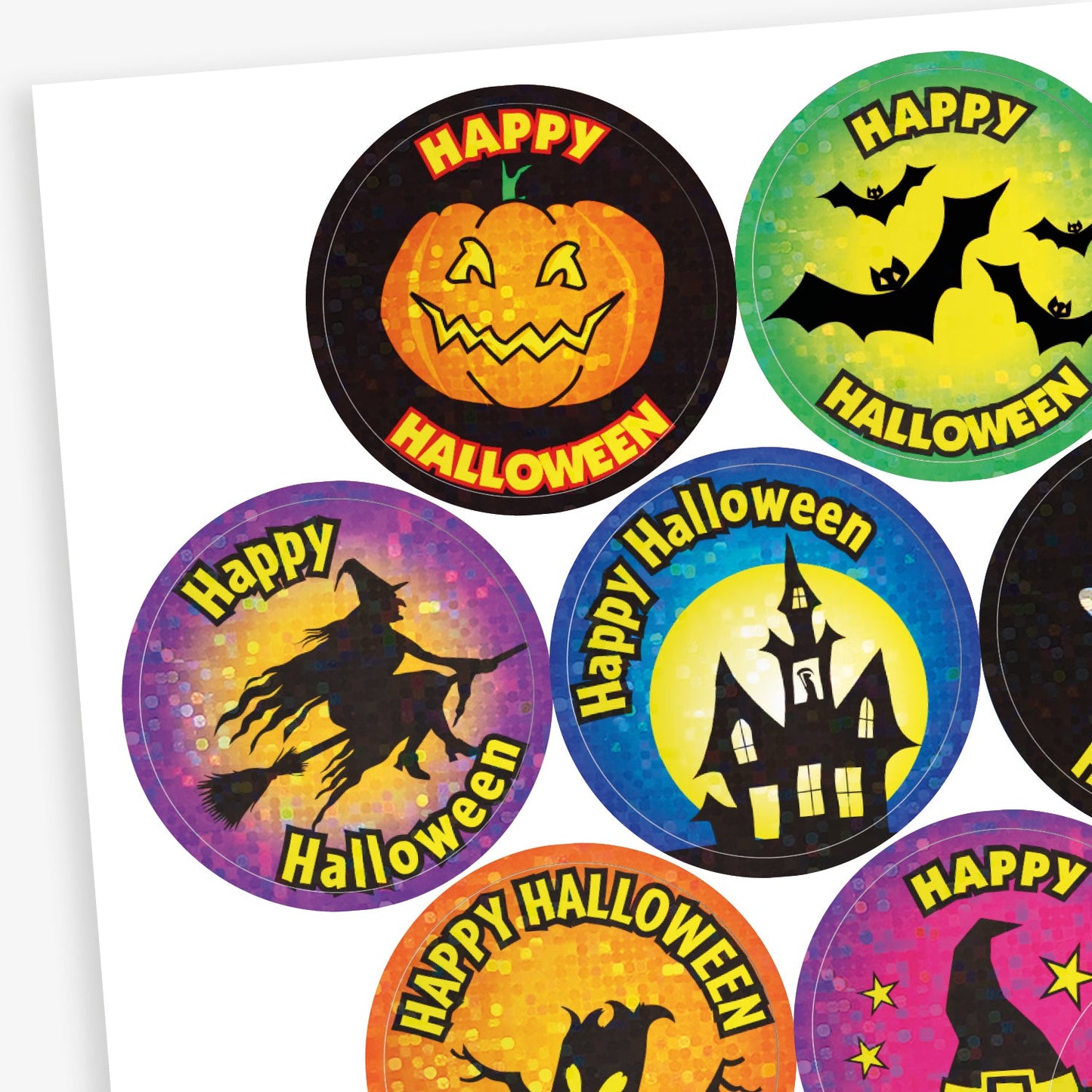 36 Holographic Assorted Halloween Stickers - 35mm