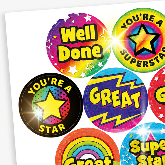 36 Holographic Assorted Praise Stickers - 35mm
