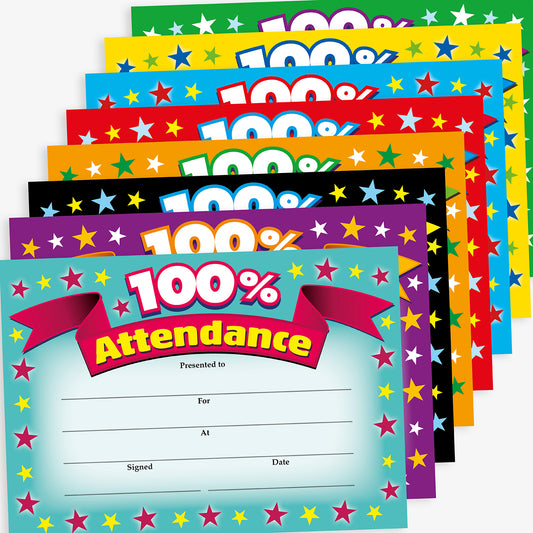 48 Attendance 100% Certificates - A5