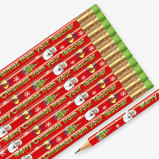 12 Merry Christmas from your Teacher Pencils